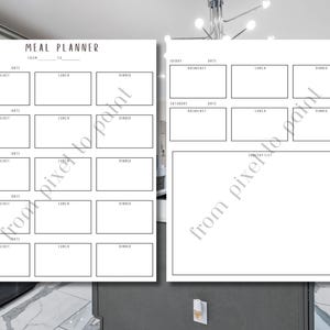 Afdrukbare maaltijdplanner | Wekelijks maaltijdschema en boodschappenlijst | Digitale pdf-download | Maaltijdplanner | Blad Voedselplanner