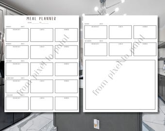 Weekly Meal Planner Printable: Grocery List Organizer (Digital Download PDF)