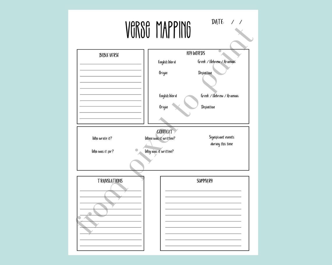 Verse Mapping Bible Study Worksheet: Printable Scripture Study (PDF ...