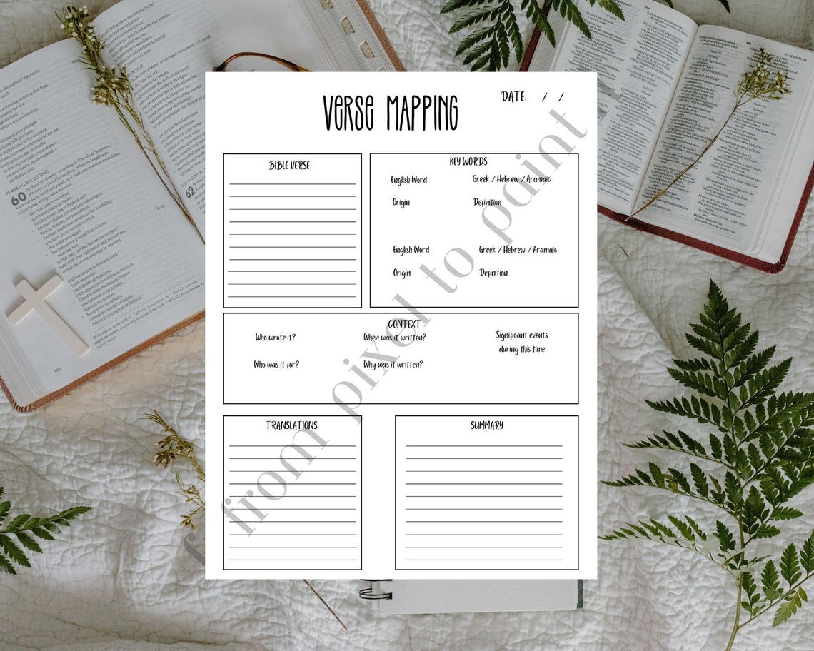 Verse Mapping Bible Study Worksheet: Printable Scripture Study (PDF ...