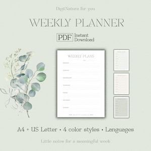 Planificador semanal imprimible / Enfoque suave para su semana • 1 página PDF • Minimalista • Libro de claridad • Planificador PDF • Planificador digital • Idiomas