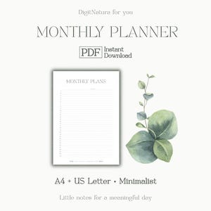 Planificador mensual imprimible / Sin fecha / Enfoque suave para tu semana • A4 + Carta de EE. UU. • Minimalista • Planificador PDF • Planificador digital • PDF de 1 página