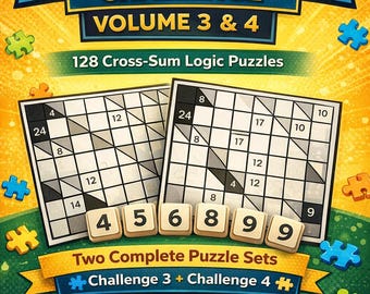 Kakuro Challenge 3 and 4 - 128 puzzles in 2 sets. Puzzle Forge Series