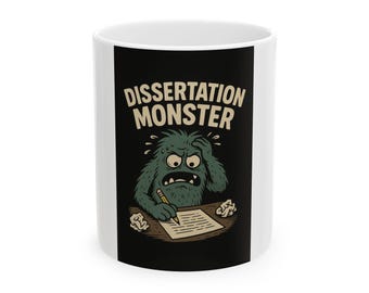 Dissertation Monster Ceramic Mug, Funny Coffee Cup for Students, Cute Gift for Graduating Friends, Motivational Tea Mug, Study Buddy [...]