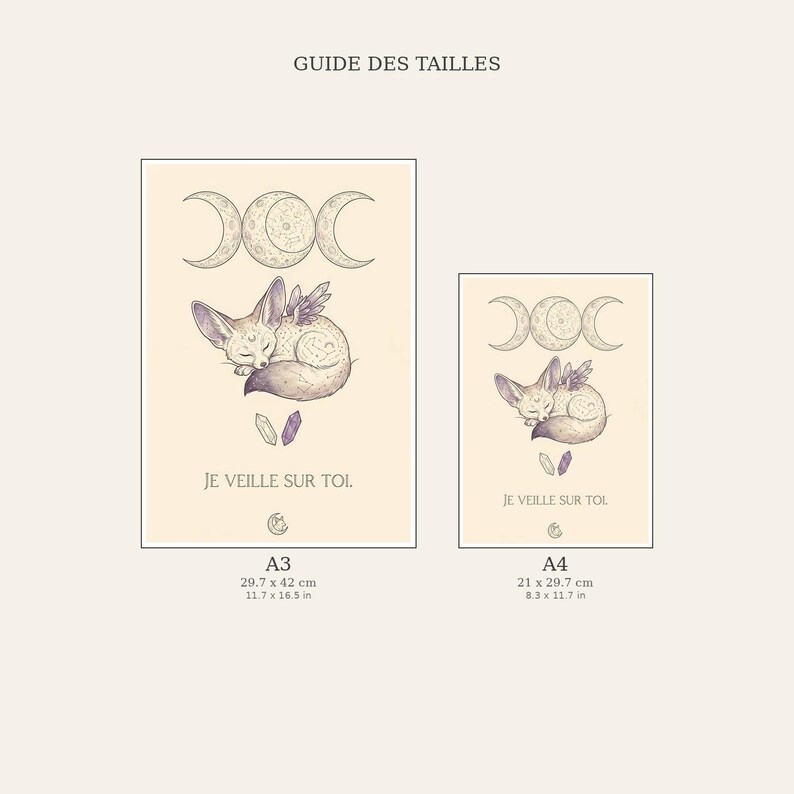 Fennec Fox Baby Room Poster | Whimsigoth Wall Decor | Baby Witch Poster with Moon and Crystals | Boho Baby Gift image 4