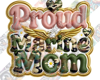 Stolze Marine Mama PNG, 3D Puffy Camo Adler Design (Digitaler Download)
