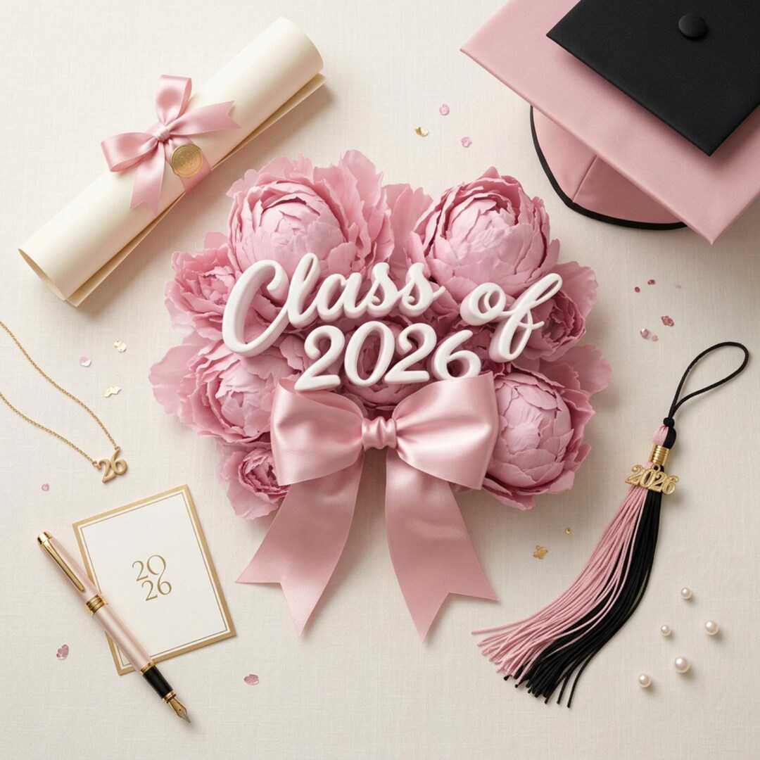 Class of 2026 PNG, Pink Peony Floral Graduation Design (digital ...