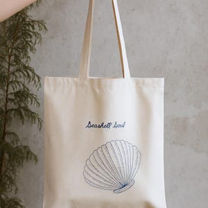 Seashell Tote Bag: Eco-Friendly Cotton Canvas Beach Bag image 1