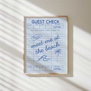 Guest Check Print | Meet Me At The Beach Blue Coastal Cowgirl Poster Trendy Coastal Art Print Coastal Cowgirl Decor | Digital Download