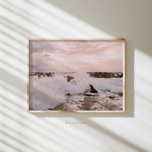 Pastel Ocean Print | Pink Aesthetics Poster Ocean Sunset Wall Art Coastal Apartment Art Beach House Decor | Digital Download