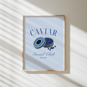 Plakat Caviar Social Club | Plakat estetyczny Preppy Coastal Old Money Aesthetic Dinner Table Art Girl Dinner | Pobieranie cyfrowe