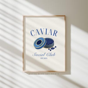 Plakat Caviar Social Club | Plakat estetyczny Preppy Coastal Old Money Aesthetic Dinner Table Art Girl Dinner | Pobieranie cyfrowe