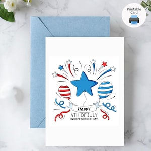 Tarjeta de felicitación del 4 de julio, tarjeta del Día de la Independencia, feliz 4 de julio, tarjeta del Día de la Independencia de Estados Unidos en rojo, blanco y azul, Dios bendiga a Estados Unidos