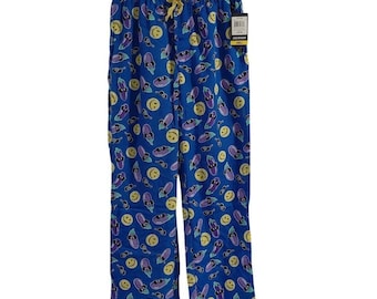 JOE BOXER Womens Pajama Pants Funny Eggplant Smiley Face Print Blue M