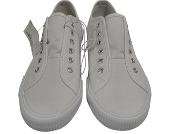 Hurley Chloe Womens White Slip On Canvas Sneakers Shoes Laceless 6.5M NEW