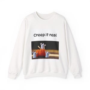 Halloween Ghost Graphic Crewneck Sweatshirt, Fall Sweatshirt, Cozy Halloween Apparel, Spooky Season Shirt, Ghost Sweatshirt