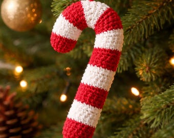 Crochet Candy Cane Pattern – Christmas Amigurumi Ornament – Easy Holiday Decor | pdf
