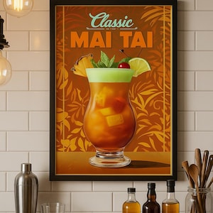Mai Tai Cocktail Print: Retro Tiki Bar Art