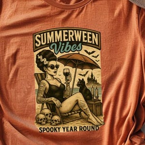 Bride of Frankenstein Tattoo Art T-Shirt: Summerween Retro Horror Tee