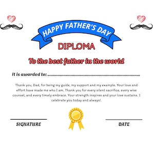 Vatertagsdiplom Urkunde druckbare PDF | Best Dad Preis | Digitaler Download | Sofort Download