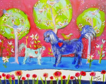 Emma and Bentley Original Painting 16 x 20 Art by Elaine Cory