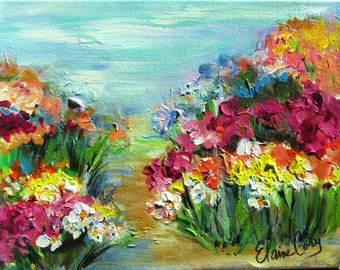 Bright Path Original Landscape 11 x 14  Painting by Elaine Cory