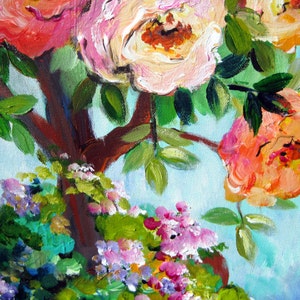 Rose Tree Original Painting Wall art canvas painting gift for her home decor original oil painting 15 x 30 Art by Elaine Cory image 5