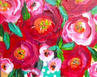 Roses are Red 8 x 10 original painting by Elaine Cory