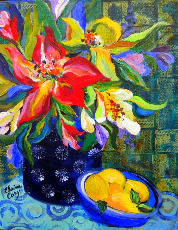 Tropical Original painting 16 x 20 Fine Art by Elaine Cory | Etsy