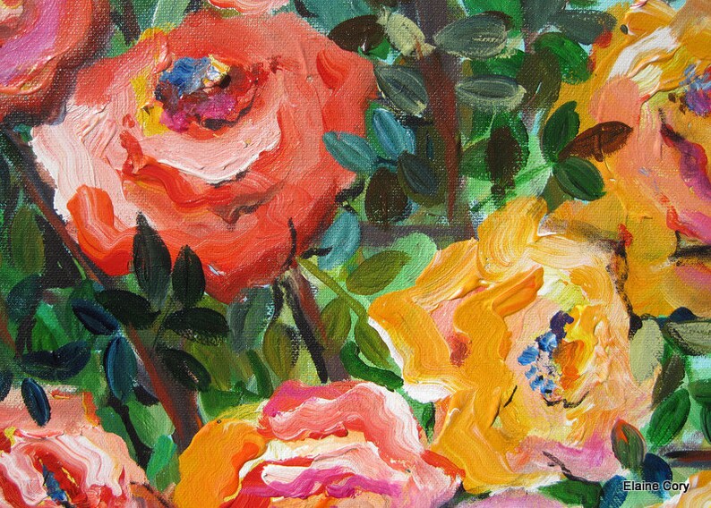 Rose Tree Original Painting Wall art canvas painting gift for her home decor original oil painting 15 x 30 Art by Elaine Cory image 2