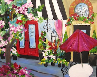 La Belle Flower shop Original Painting 16 x 20 Art by Elaine Cory