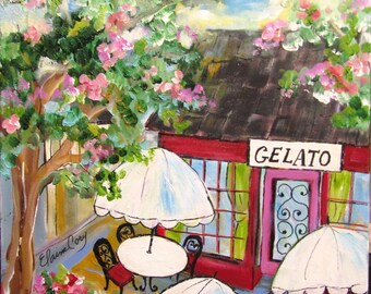 Gelato Original Painting 16 x 16 Art by Elaine Cory