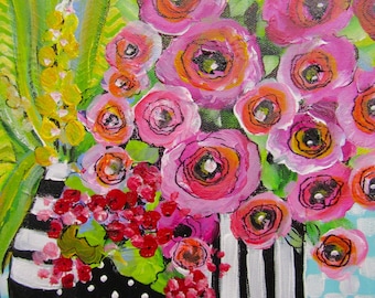 Pink 10 x 10 original painting by Elaine Cory