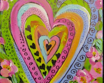 Hearts on Hearts Original Painting by Elaine Cory