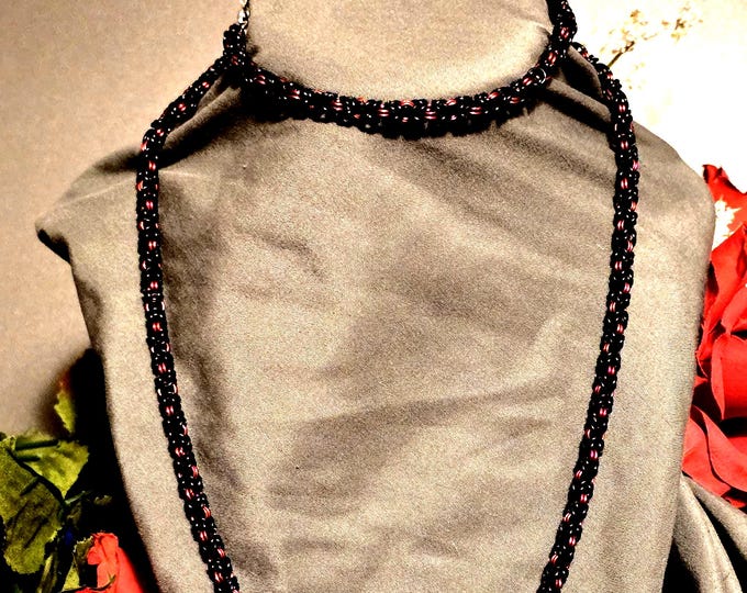 Featured listing image: Red and Black Handmade Byzantine Style Bracelet Necklace Gotchic Jewelry Set