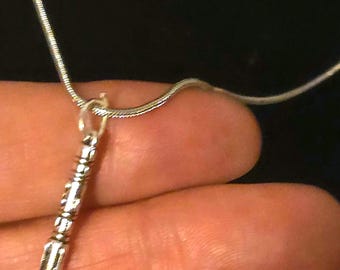 Doctor Who Sonic Screwdriver Necklace, Silver Charm and Chain, Jewelry for Whovian Lovers