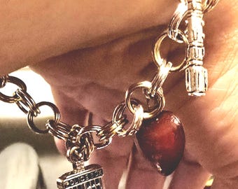 Gold and Silver Doctor Who Charm Bracelet Chainmaille Jewelry for your Wrist