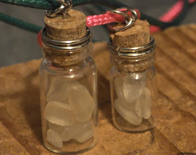 Featured listing image: Oregon Sunstone Chip Necklace: Polished Gemstone Glass Jar Pendant