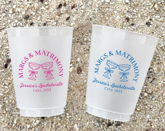 Custom Frosted Bachelorette Cups – Margs & Matrimony Party Favors