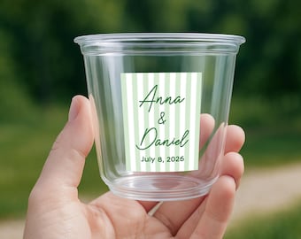 Personalized Beach Club Cups, Cabana Stripe, Beach Bachelorette Party