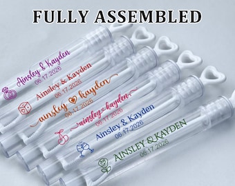 Personalized Wedding Bubbles with Heart Wand