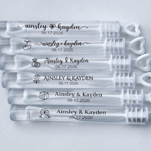 Custom Wedding Bubbles with Romantic Icon/Wedding Reception Send Off Wands/Outdoor Wedding Exit Bubble Tubes/Love Wedding Bubble Labels