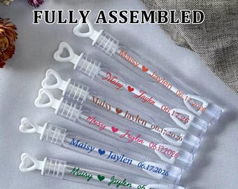 Personalized Wedding Bubbles: Heart Wand, Assembled Favors