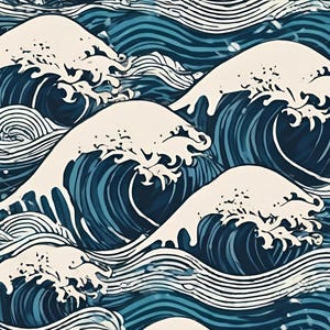 Mare agitato - Confezione da 4 piccole carte da regalo - Confezione stampabile da 4 (PNG + PDF) / Scene artistiche dell'oceano per piccoli regali e creazioni artigianali