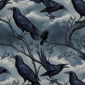 Crows - 4pk Small Gift Wrapping Paper - Printable Bundle of 4 (PNG+PDF) | for Small Gifts & Crafting