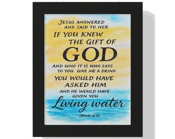 Living Water Scripture Print | Christian Watercolor Wall Art (Digital Download)