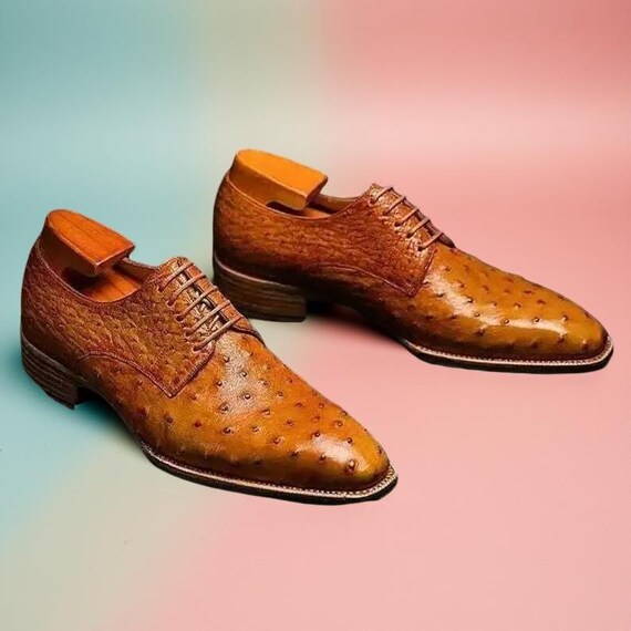 Men\'s Tan Genuine Ostrich Dress Shoes Men main image 2