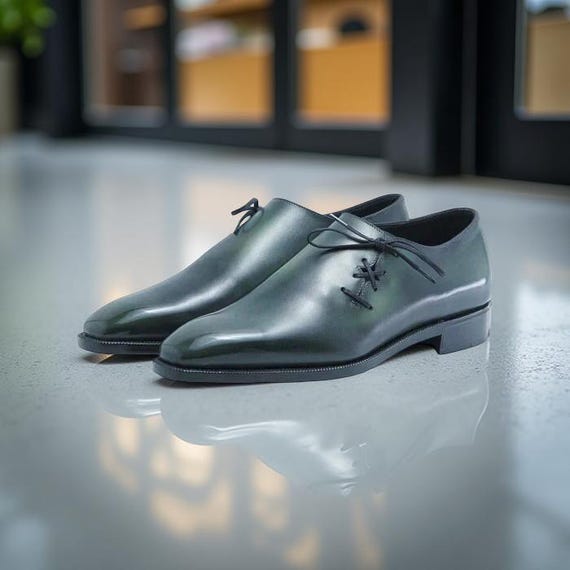 green emerald velvet dress Handcrafted Leather Wingtip Brogue Oxford- Green by Lethato