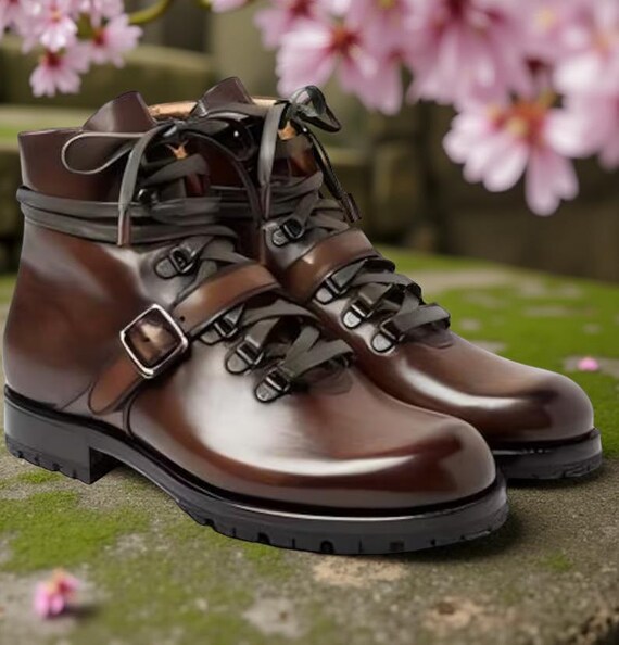 Handmade Men Brown Leather Hiking Boots | Mens Formal Round Toe Boots |  Lace-up Shoes | Custom Size Leather Oxford | Dress Formal Party Wear - Etsy New  Zealand