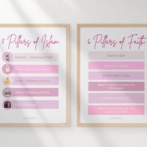 5 Pillars of Islam & 6 Pillars of Iman/Faith digital printable posters/wall art Muslim educational prints and nursery decor Muslim Eid gifts